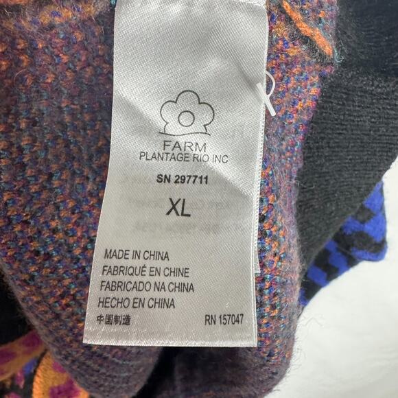 Farm Rio Pineapple Scarf Oversized Button Up Cardigan Sweater Sz XL - Picture 4 of 13